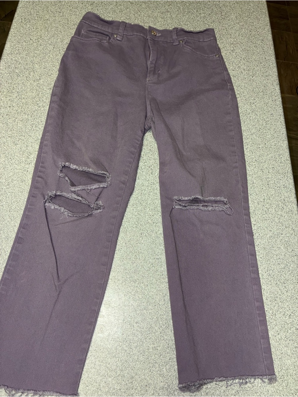 Gloria Vanderbilt Straight-Leg Distressed Light Purple Jeans